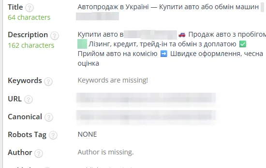 SEO-теги после оптимизации: автокредитование