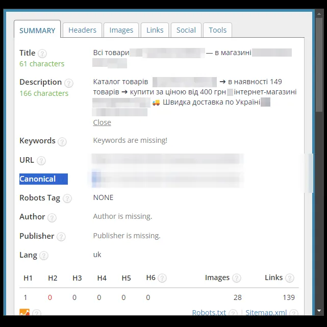 SEO-теги страницы бренда после оптимизации