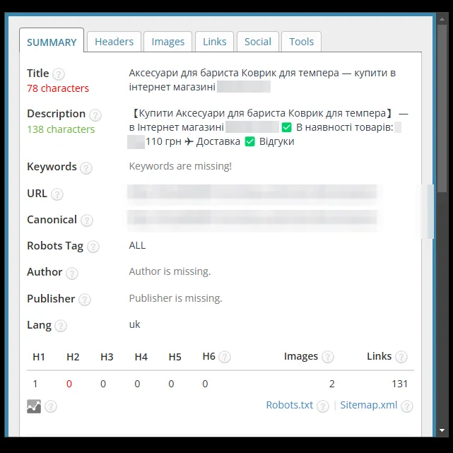 SEO-теги підкатегорії килимків для темпера до оптимізації