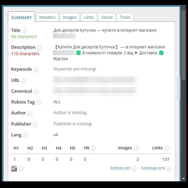 SEO-теги категорії паперової упаковки для десертів до оптимізації