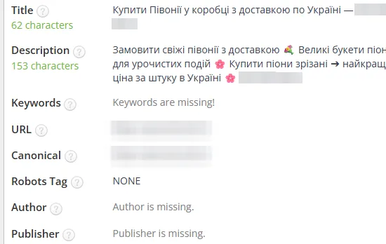 SEO-теги после оптимизации: пионы