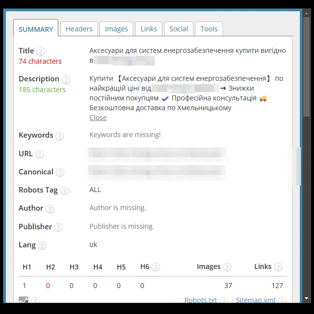 SEO-теги: категорія аксесуарів для систем енергозабезпечення після оптимізації